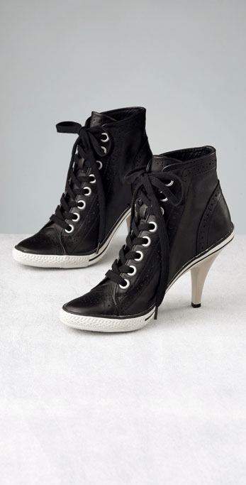 Ash Black Sound Leather High Heel Sneaker $165