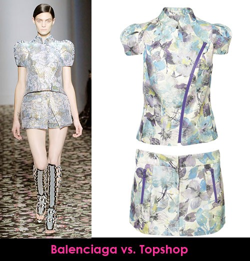 Balenciaga Spring 08 vs. Topshop Floral Jacket & Skirt