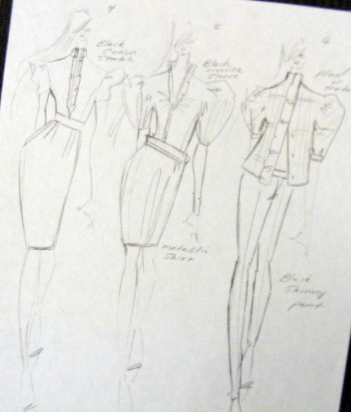 sketches of dresses. Peep the sketches after the