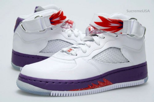 Air Jordan Force V (5) GS   White   Sunburst   Grey Violet