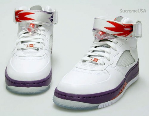 Air Jordan Force V (5) GS   White   Sunburst   Grey Violet