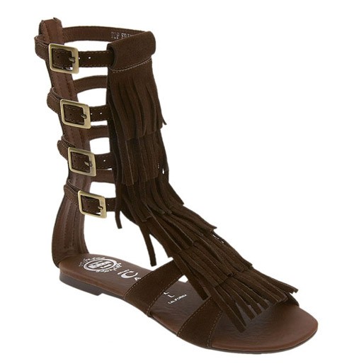 Suede Fringe Sandals