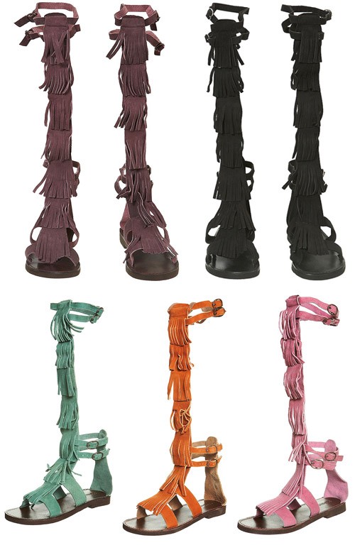 Suede Fringe Sandals