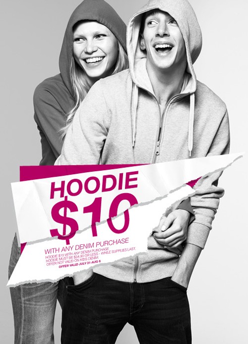 H&M Hoodie Event   $10 Hoodie with any Denim Purchase