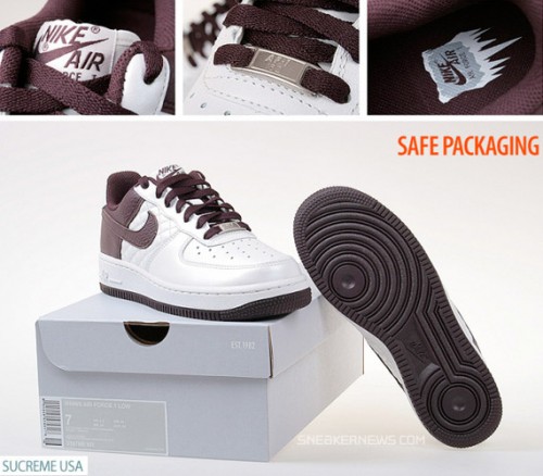 Nike Air Force 1 Womens   Quilted   Metallic Summit   Burgundy