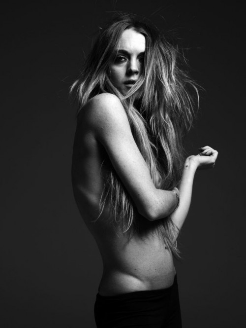 Lindsay Lohan Strips for Hedi Slimane