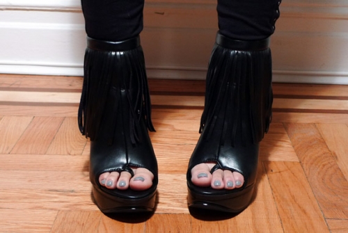 Forever 21 Fringe Open Toe Boots