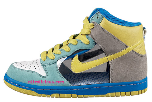 Nike Womens Dunk High 6.0 - Blue - Yellow - Translucent