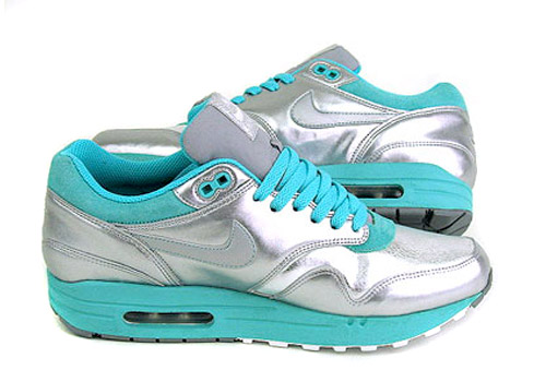 Nike Womens Air Max 1   Metallic Silver   Turquoise