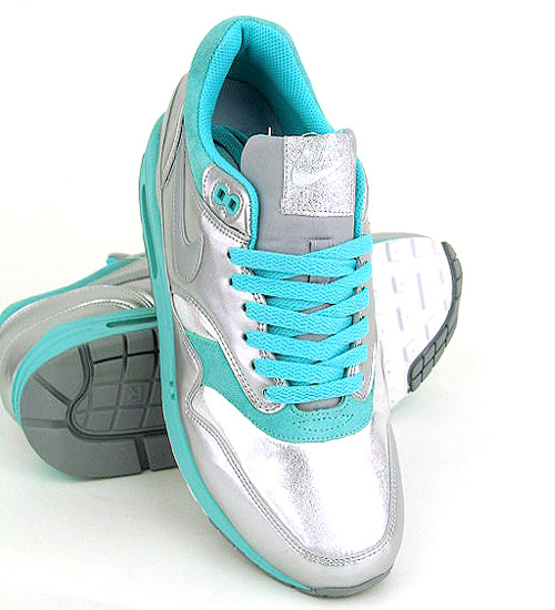 Nike Womens Air Max 1   Metallic Silver   Turquoise