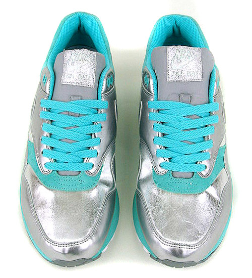 Nike Womens Air Max 1   Metallic Silver   Turquoise