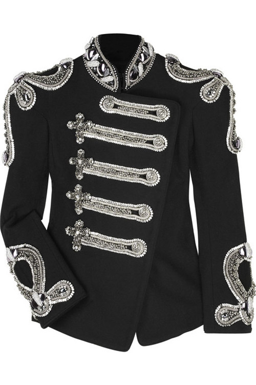 Beyonce Rockin Balmain Crystal Embellished Canvas Jacket
