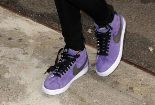 Rihanna Rockin Nike SB Blazer + Schott x Jeremy Scott Leather Jacket