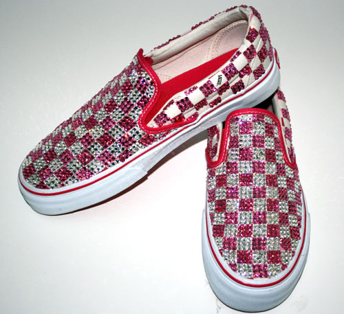 Check out these customized Vans Checkered SlipOn encrusted with Swarovski 