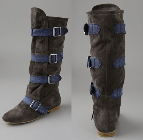 flat boots leather. These flat suede oots feature
