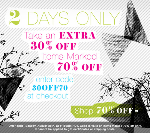 Shopbop   Extra 30% Off Items Marked 70% Off