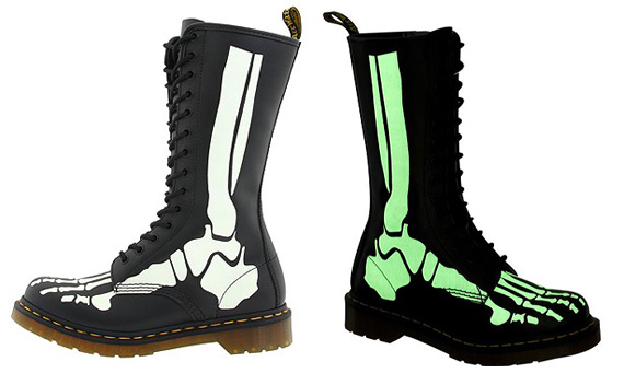 Dr. Martens Skelly Foot Glow In The Dark 14 Eye Zip Boot