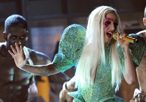 lady-gaga-grammy-awards-2010-performance-01 Lady Gaga, Rihanna, Beyonce, Katy Perry, Ciara at the 52nd Annual Grammy Awards 2010