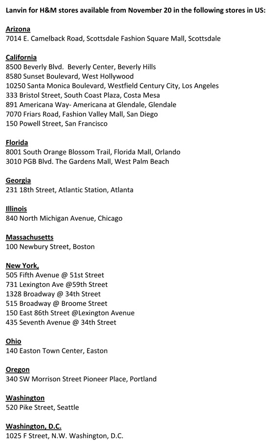 How To Shop Lanvin for H&M + US Store Listings on November 20th